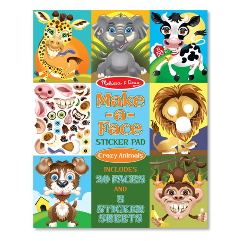 Make-a-Face Crazy Animals Sticker Pad