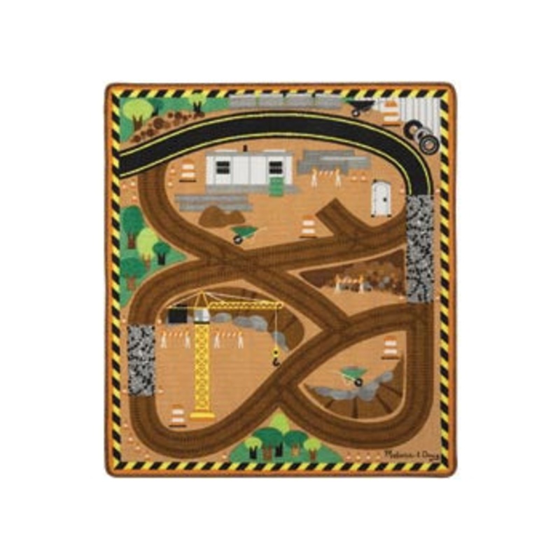 M&D – Round the Construction World Zone Site Rug with 3 Vehicles
