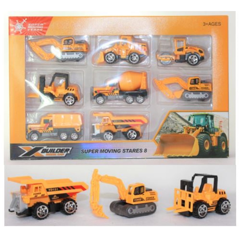 Set of 8 Die Cast Construction Vehicles