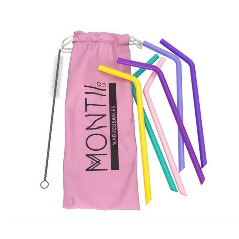MontiiCo Silicone Straw Set Pink
