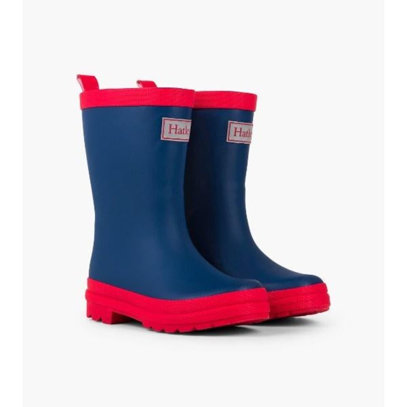 Classic Navy & Red Rain Matte Boots