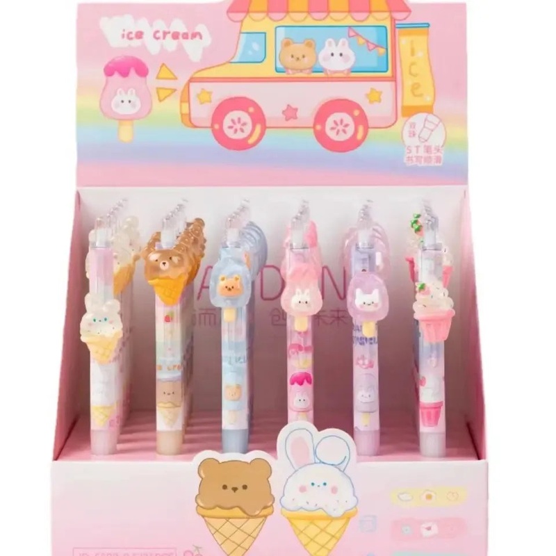 Kawaii Ice Cream Animal Design Gel Pens  0.5mm Fine Tip