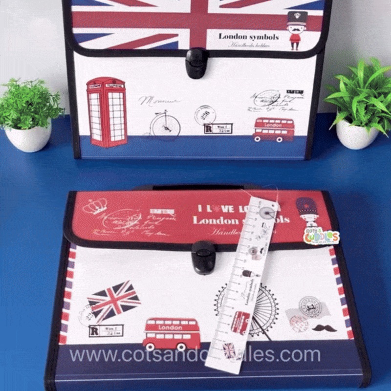 London Themed Professional File Folders for Certificates, Documents Bag Document Holder