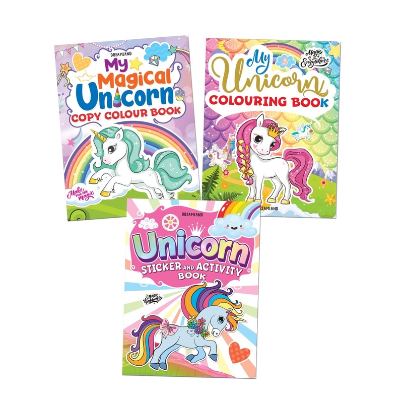 My Unicorn Books Pack – Unicorn Sticker and Activity Book, Copy Colour and Colouring Books