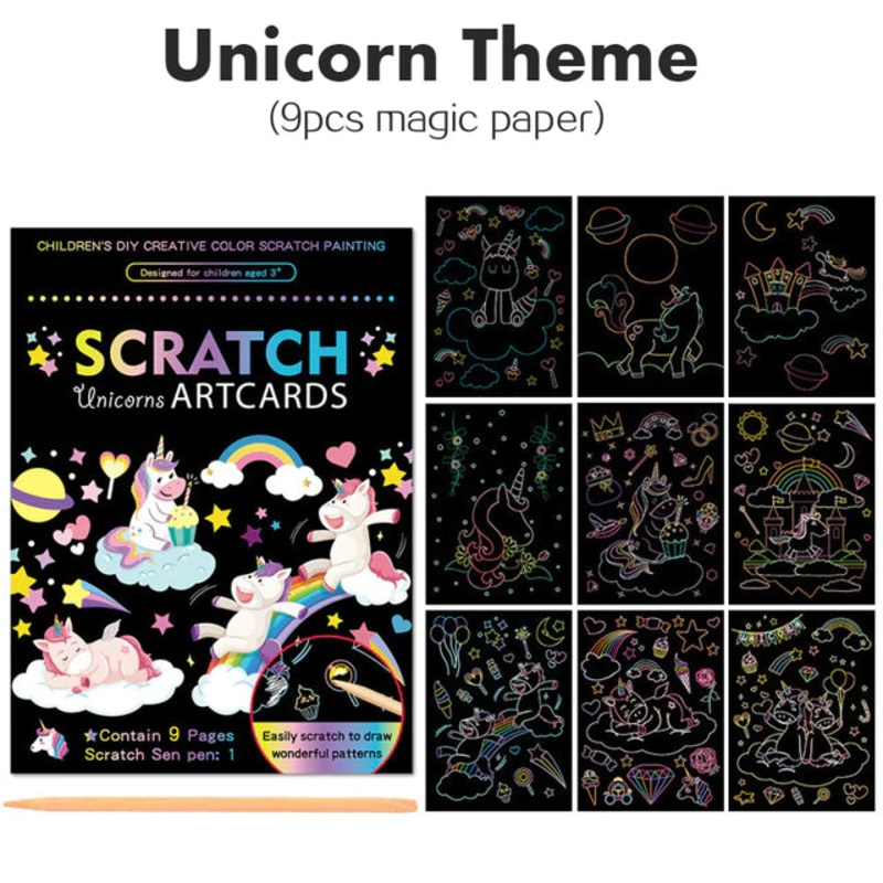 Magic Rainbow Color Scratch Art Painting Paper Card