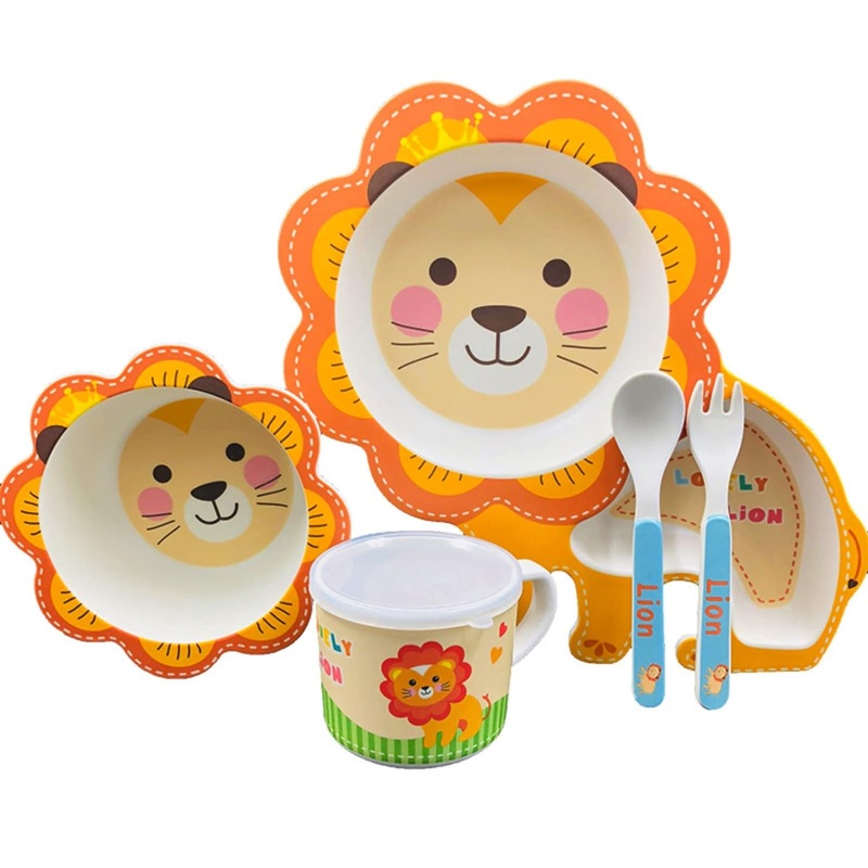 Lion Bamboo Fiber 5 Piece Feeding Set – 100% bamboo No Plastic