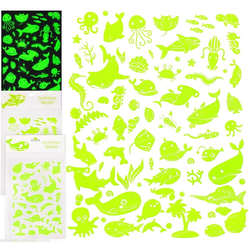 Neon Glow in the Dark Sticker for Kids (Random Design) 1pc