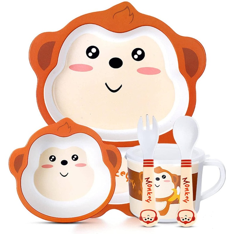 Monkey Bamboo Fiber 5 Piece Feeding Set – 100% bamboo No Plastic