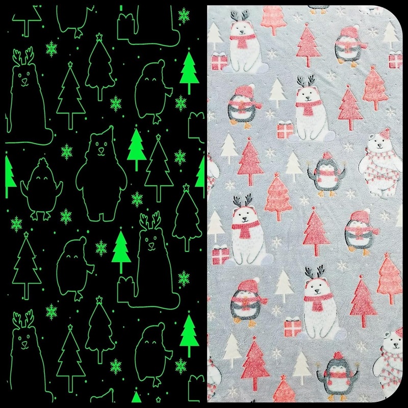 Premium Super Soft Warm Cozy Furry Blanket Glow in The Dark (5.5ft x 6.5ft) (Christmas)