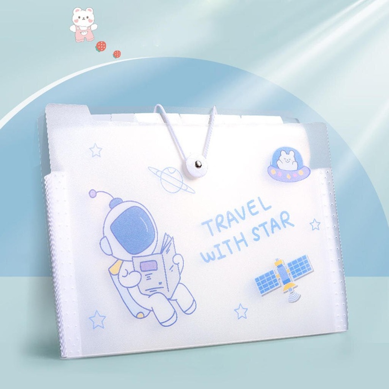 Kid’s Delight: Cute A4 File Folder Document Organizer with Rope Buckle and 8 Compartments