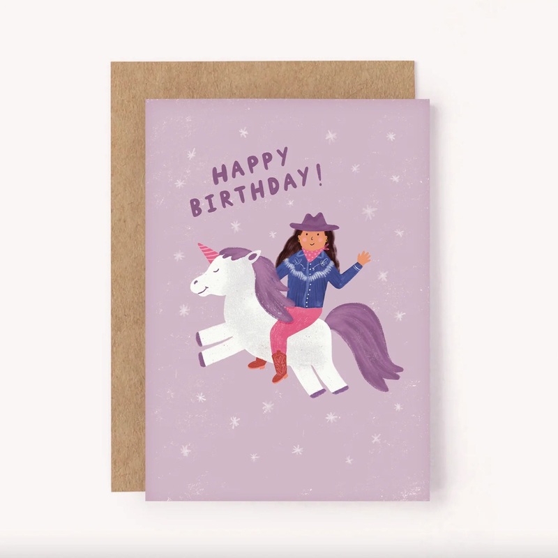 Greeting Card Cowgirl Unicorn