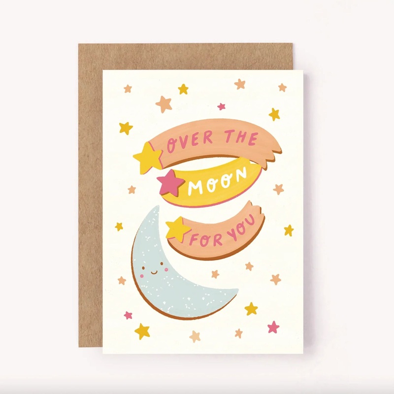 Greeting Card Over The Moon