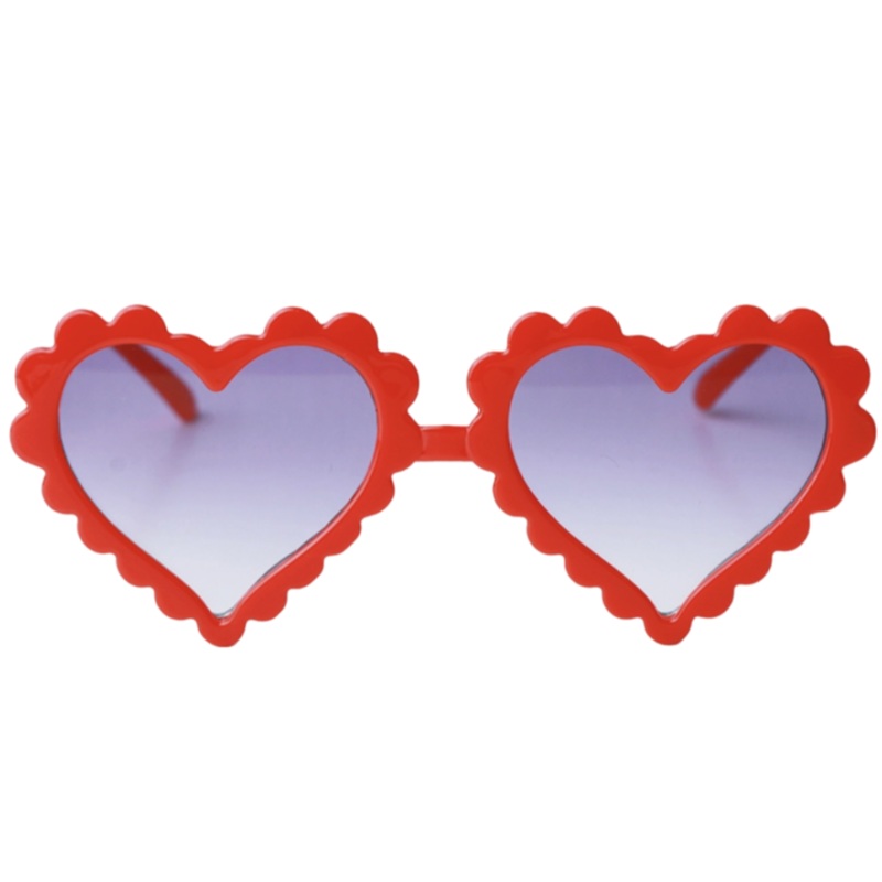 Kids Toddler Scallop Heart Sunglasses: Red