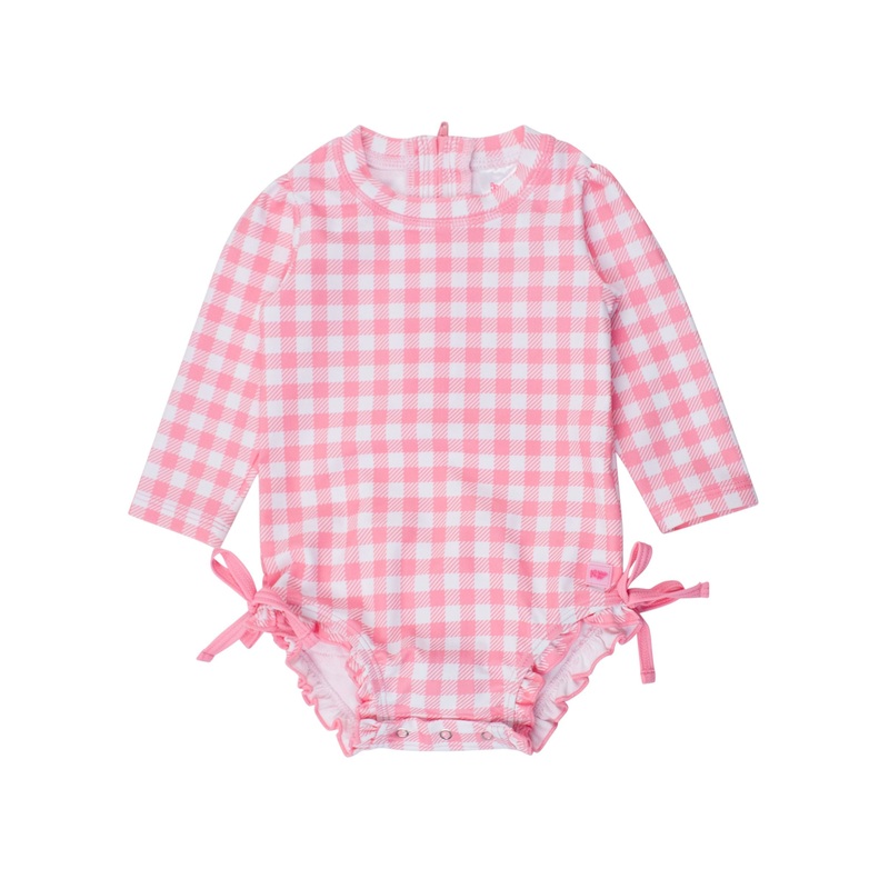 Bubblegum Pink Gingham One Piece Rash Guard