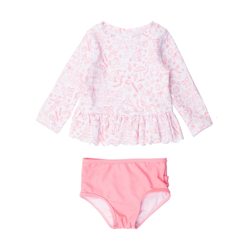 By the Seaside Scalloped 2 Piece Rash Guard