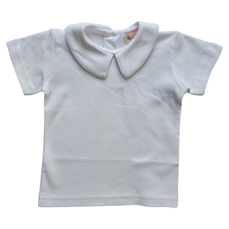 Boy’s Short Sleeve Collared Knit Top, White