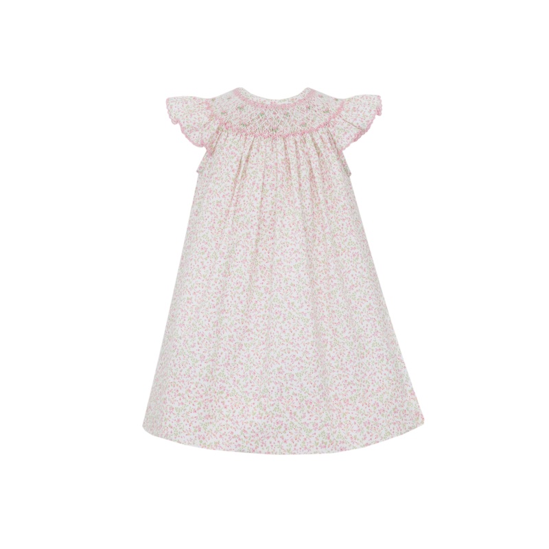 Lily Bishop Smocked Pink Floral Print Dress