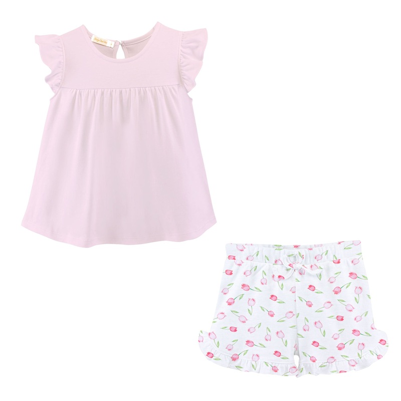 Baby Tulips Pink Tee and Shorts Set