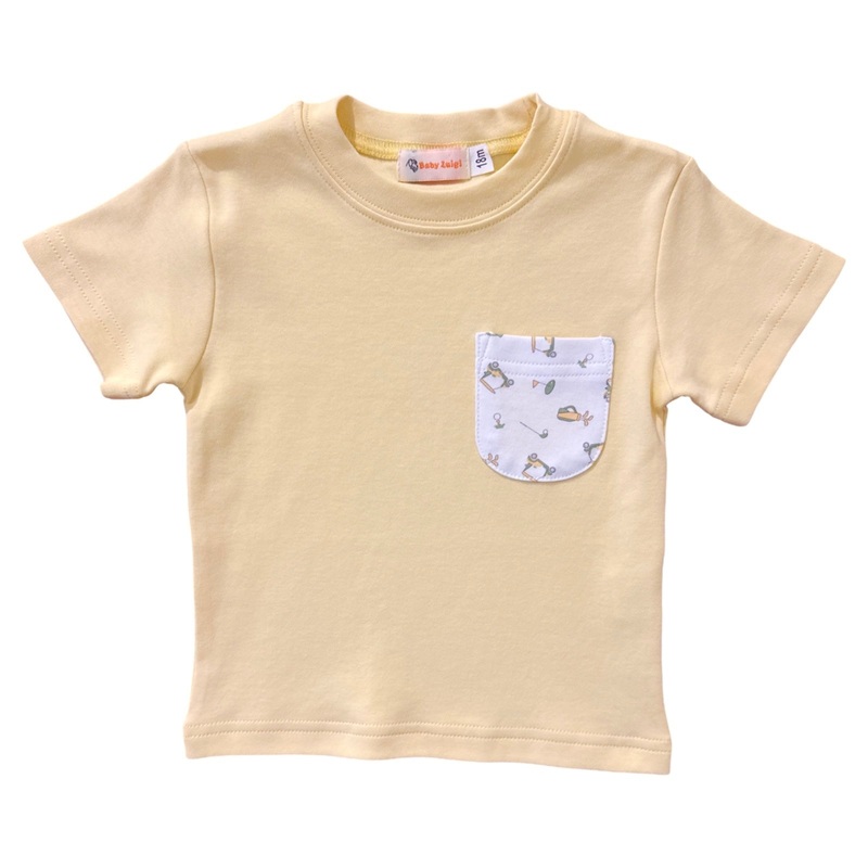 Boy’s Short Sleeve Yellow T-Shirt with Golf Print Pocket