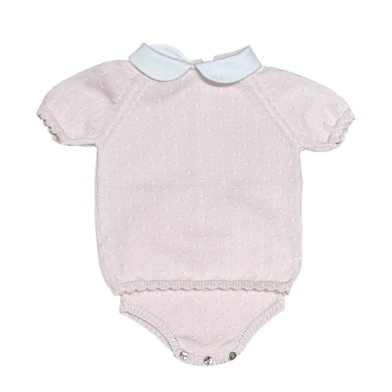Diagonal Dot Diaper Set, Pink