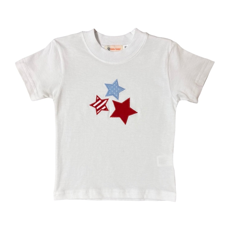 Boy’s Short Sleeve White T-Shirt, 3 Stars