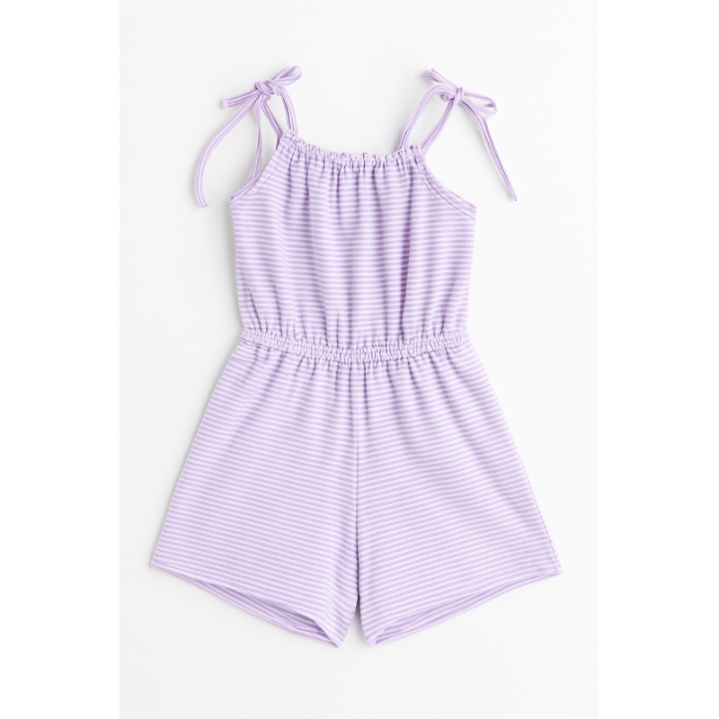 Cressida Romper, Lavender Bitty Stripe Knit