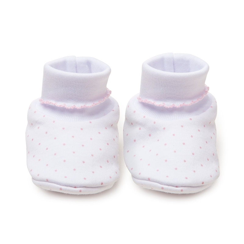 Polka Dot Booties, White with Pink