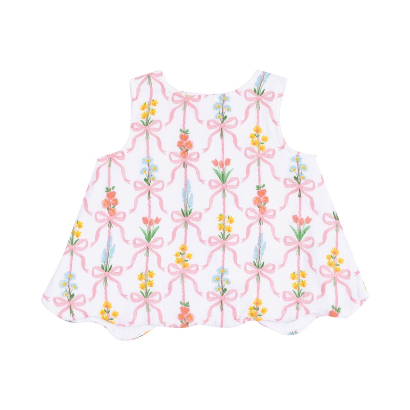 Ribbon Bouquets Scallop Open Back Top w/ Bloomers