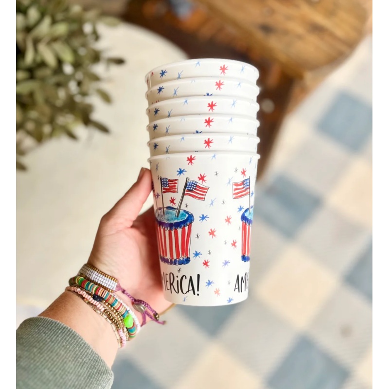 Set of 6 Cups, Happy Birthday America