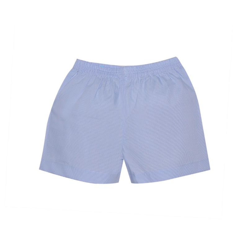 Blue Micro Gingham Bennett Boy Shorts