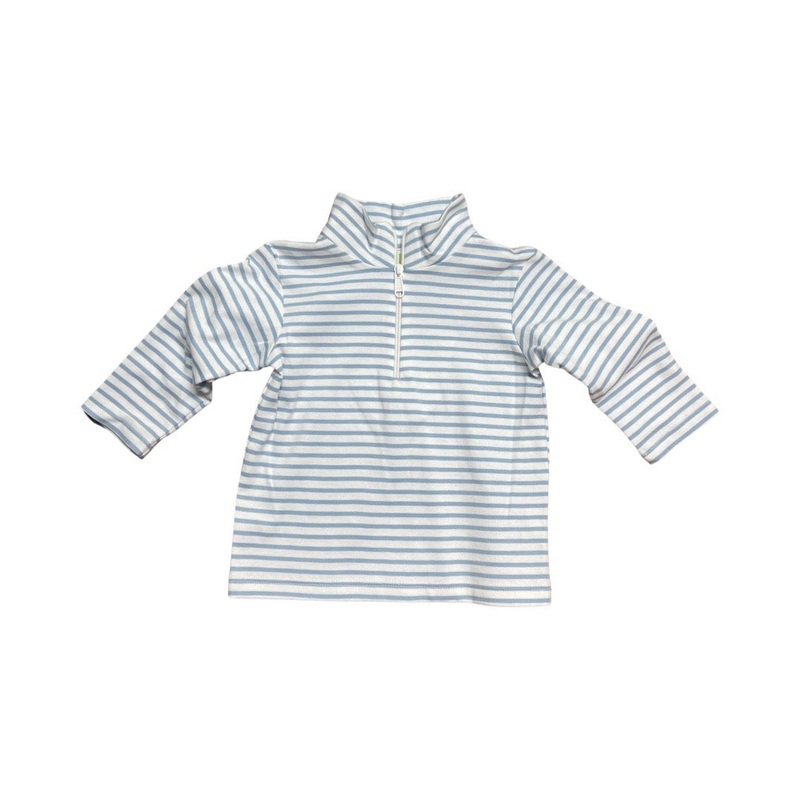 Cooper Half Zip Cloud Blue Stripe Knit Top