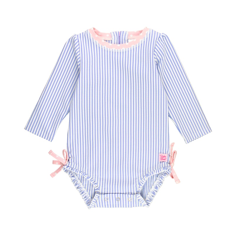 Periwinkle Blue Seersucker One Piece Rash Guard