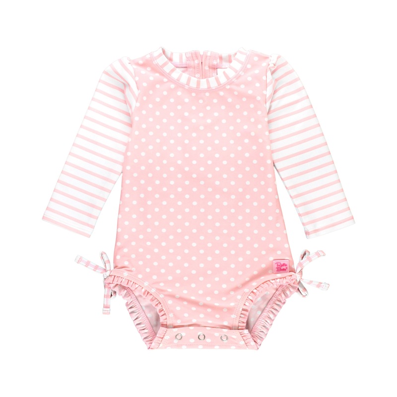 Pink Polka Dot One Piece Rash Guard