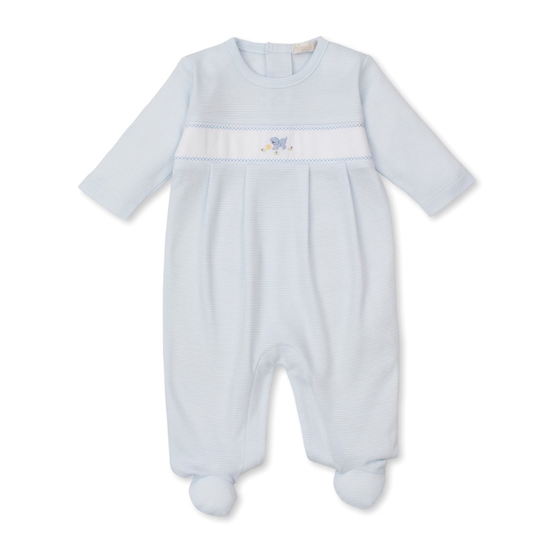 Striped Footie with Hand Embroidered Premier Playful Pups