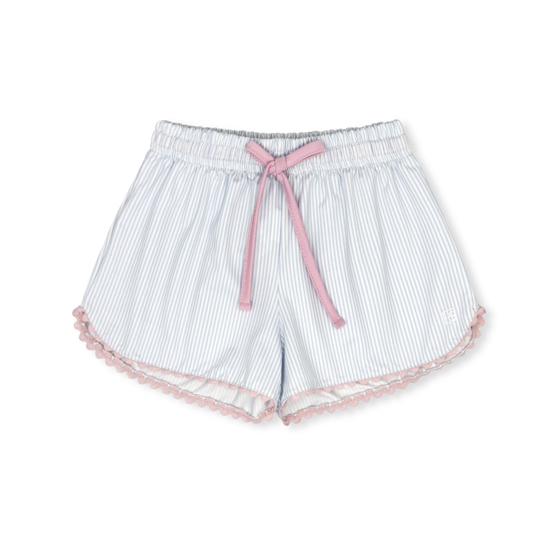 Emily Shorts – Cotton Candy Blue Ministripe, Cotton Candy Pink Ricrac