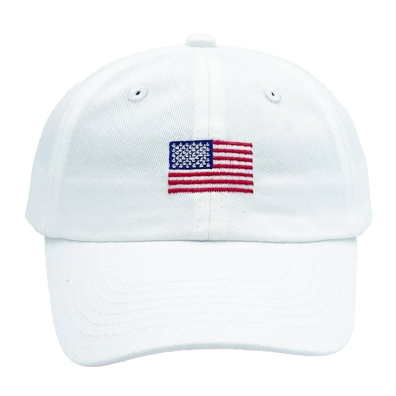 Kids Baseball Hat, White American Flag