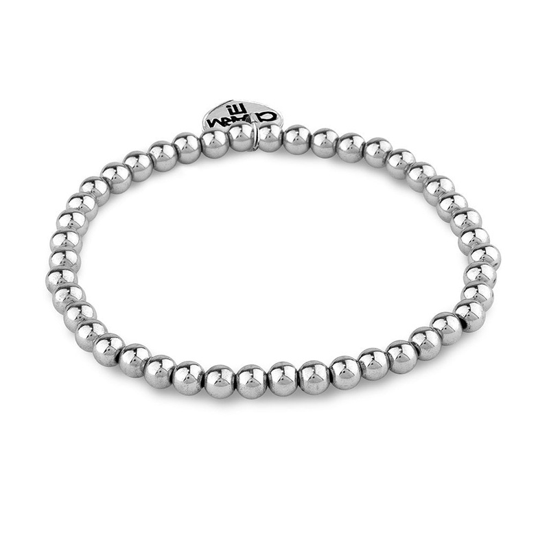 Charm It! 4mm Silver Bead Stretch Bracele
