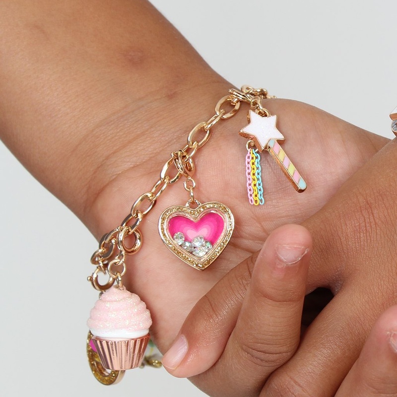 Charm It! Gold Pink Glitter Cupcake