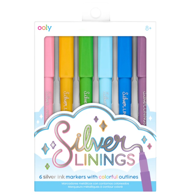 Silver Linings -Silver Ink Markers with Outlines – Set of 6