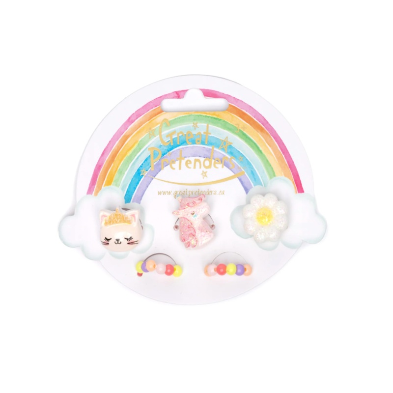 Flower Kitty Unicorn Ring Set