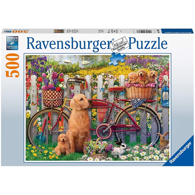 Cute Dogs In The Garden 500 Piece Puzzle