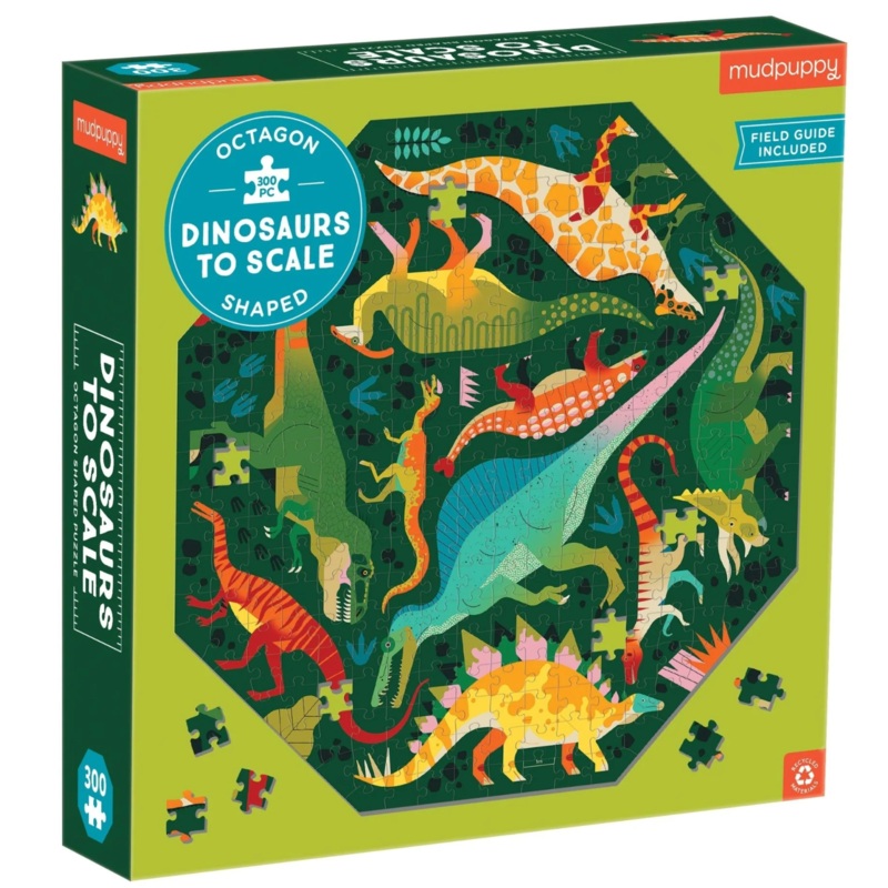 Dinosaurs to Scale Octagon Shaped Puzzle