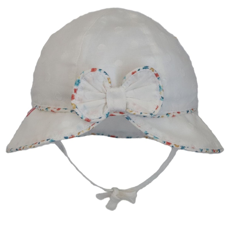 Calikids S2320 Cotton Baby Bow Hat (White)