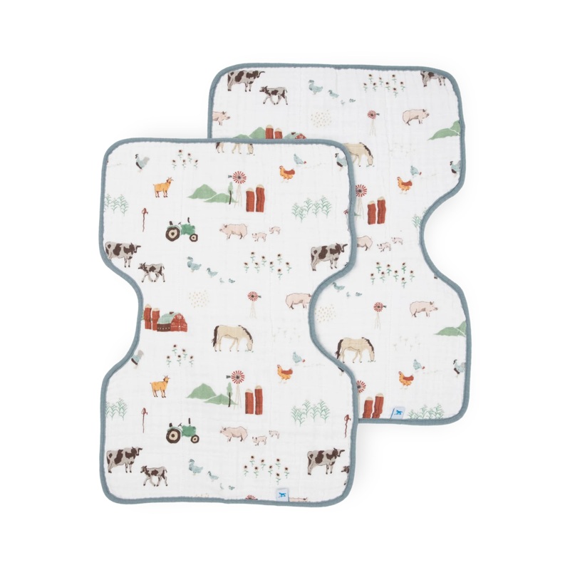 Little Unicorn Cotton Muslin Burp Cloth 2Pk (Farmyard)
