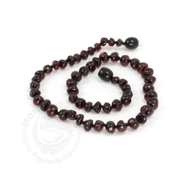 Momma Goose Baltic Amber Teething Necklace (Dark Cherry)