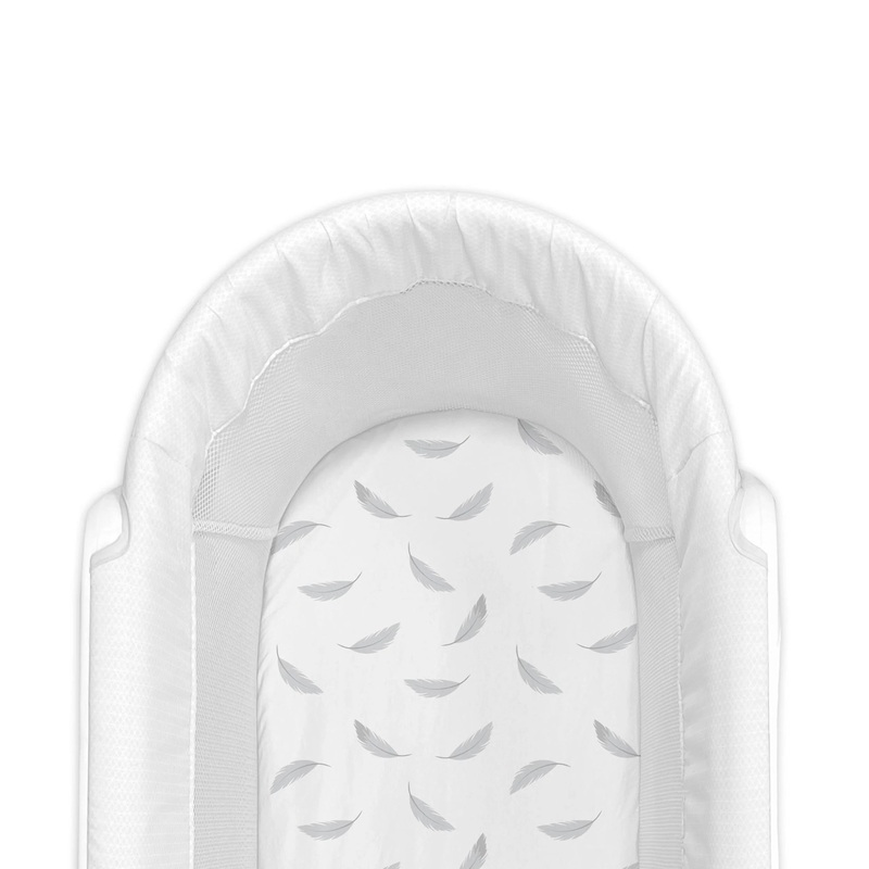 Kushies Flannel Bassinet Sheet (Grey Feathers)