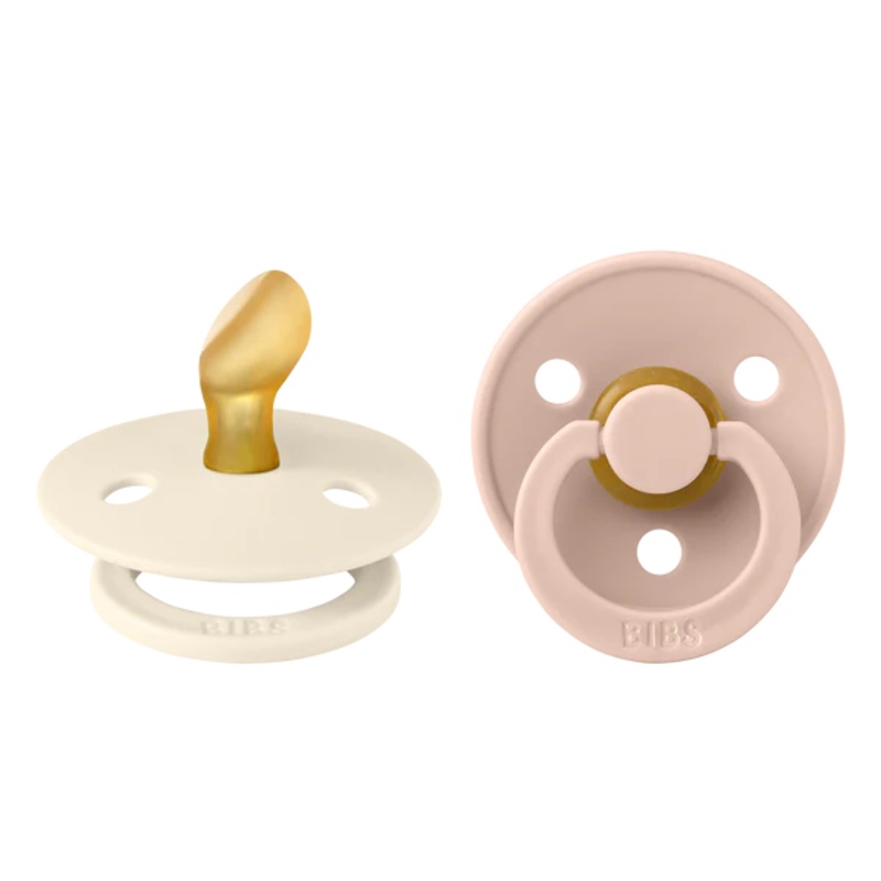 BIBS Colour Anatomical Latex Pacifier 2-Pack (Ivory/Blush)