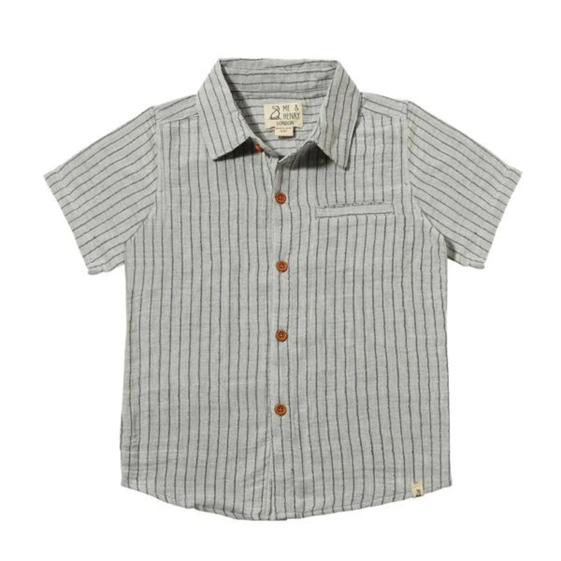 Me & Henry Newport Shirt (Grey/White Stripe Gauze)