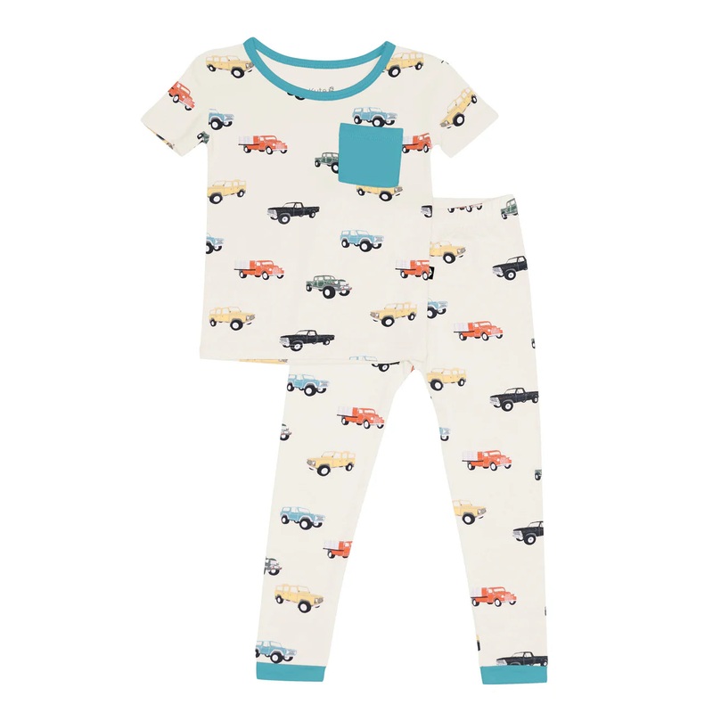 Kyte Baby Short Sleeve with Pants Pajamas (Vintage Truck)