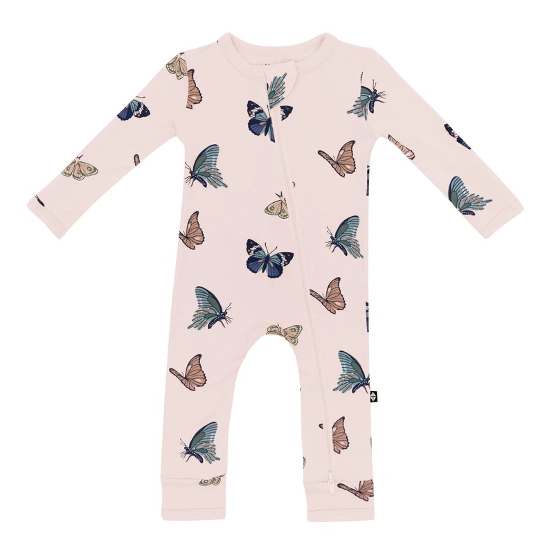 Kyte Baby Long Sleeve Zippered Romper (Blush Butterfly)